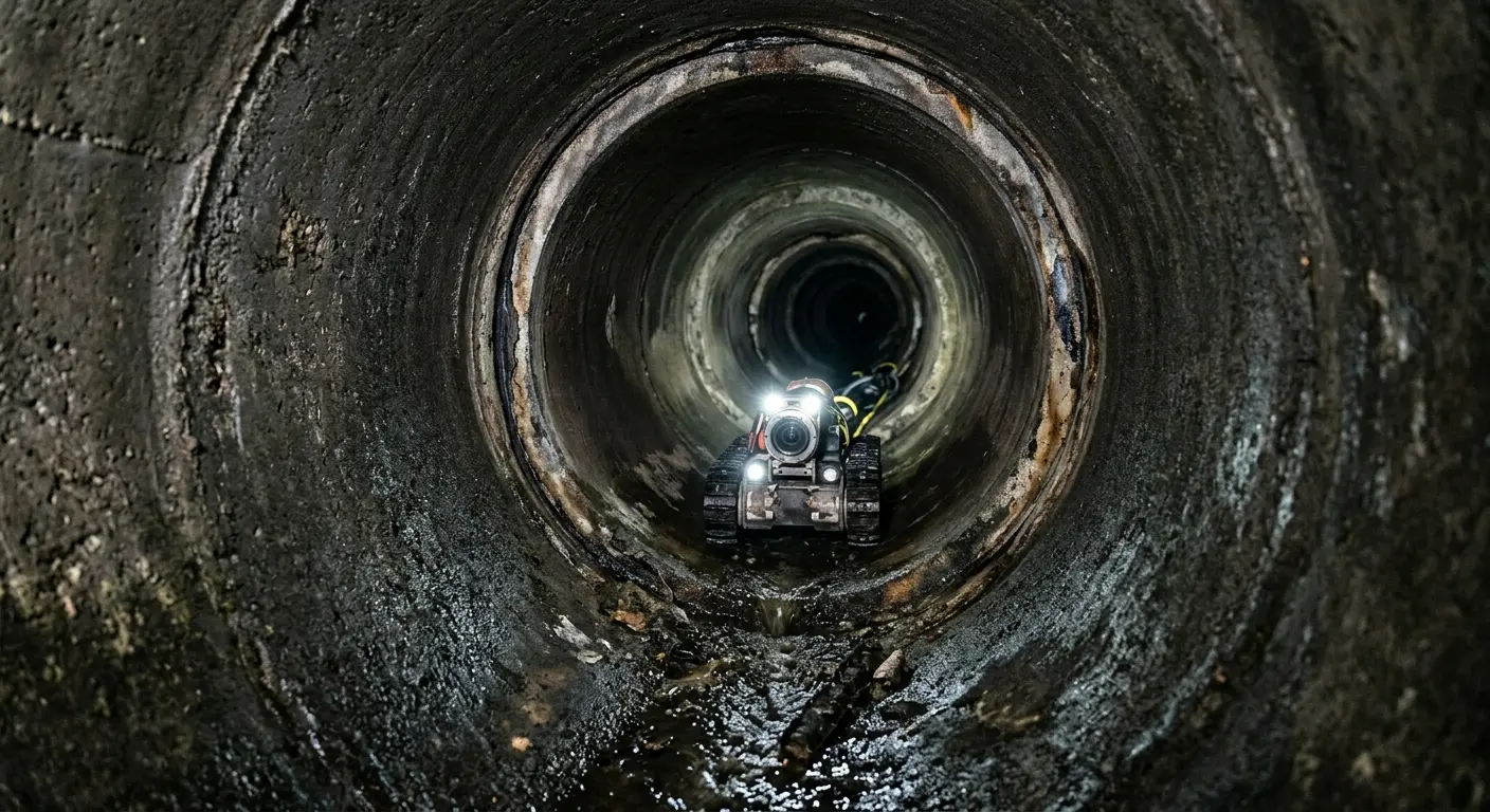Robotic sewer camera inspecting pipe interior for Drain Snake Service in Hillsborough